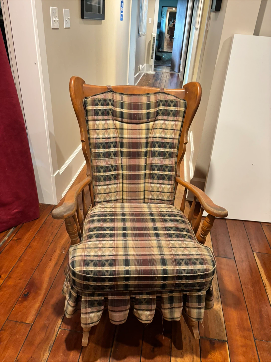 Vintage Plaid Rocking Chair