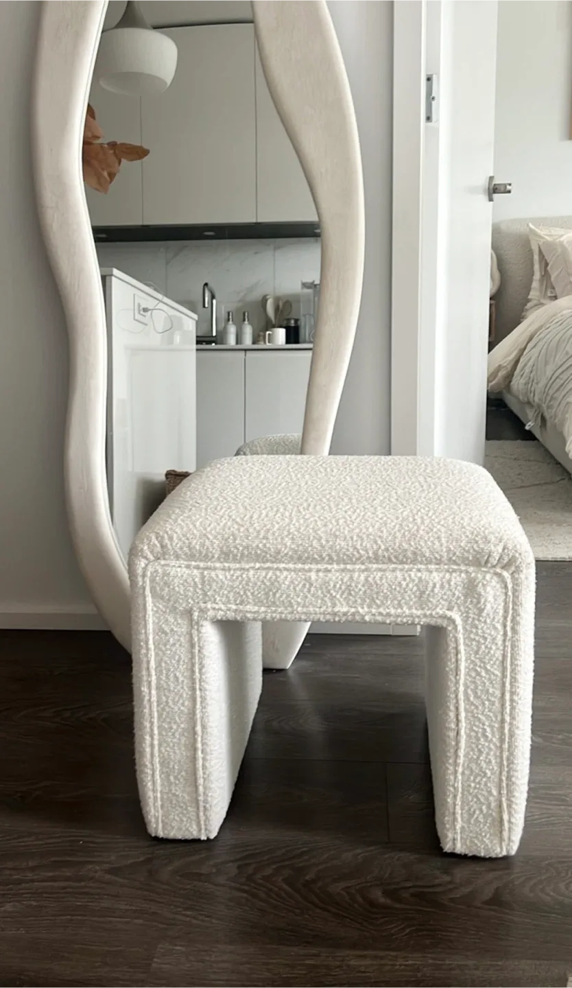 Cream Boucle Ottoman Footstool thumbnail