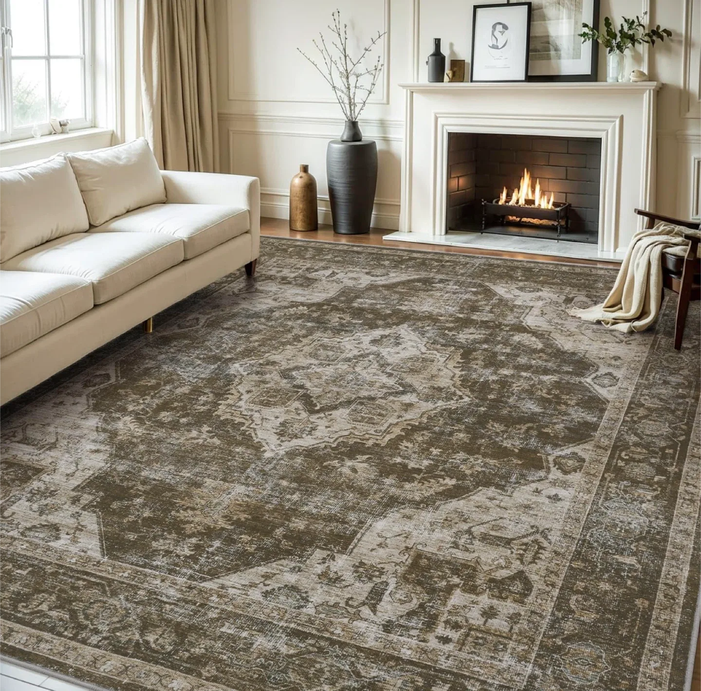 8x10 ft Area Rug - Brown, Beige thumbnail