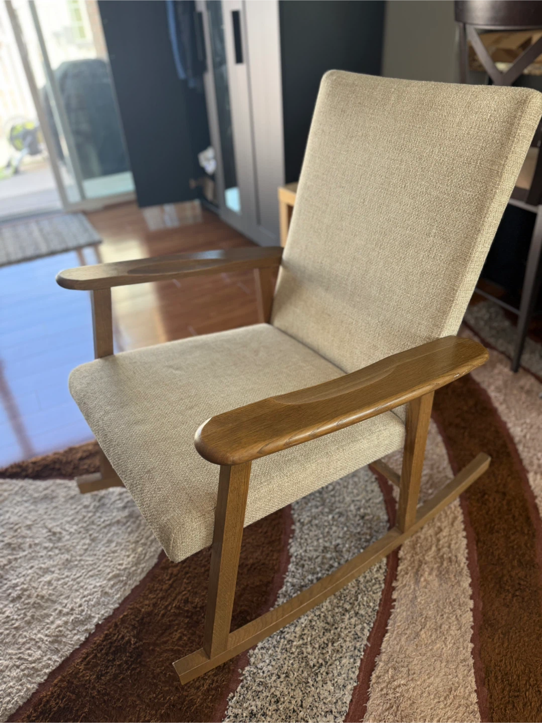 Rocking Chair with Light Beige Fabric - photo 2
