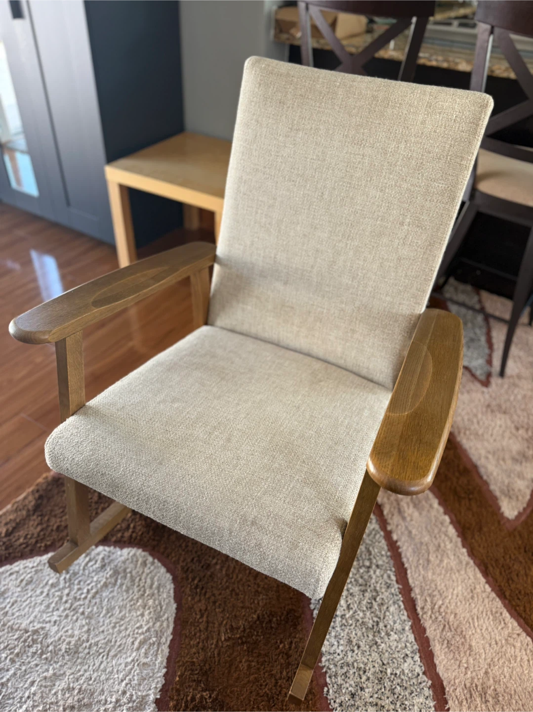 Rocking Chair with Light Beige Fabric - photo 4