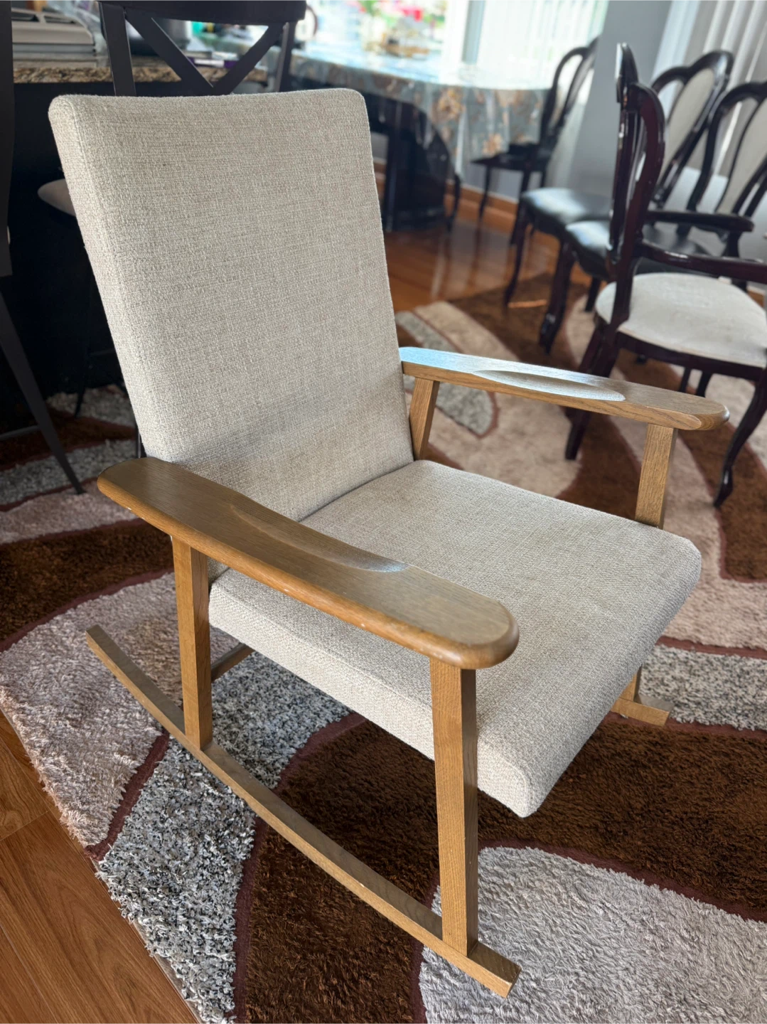 Rocking Chair with Light Beige Fabric - photo 3