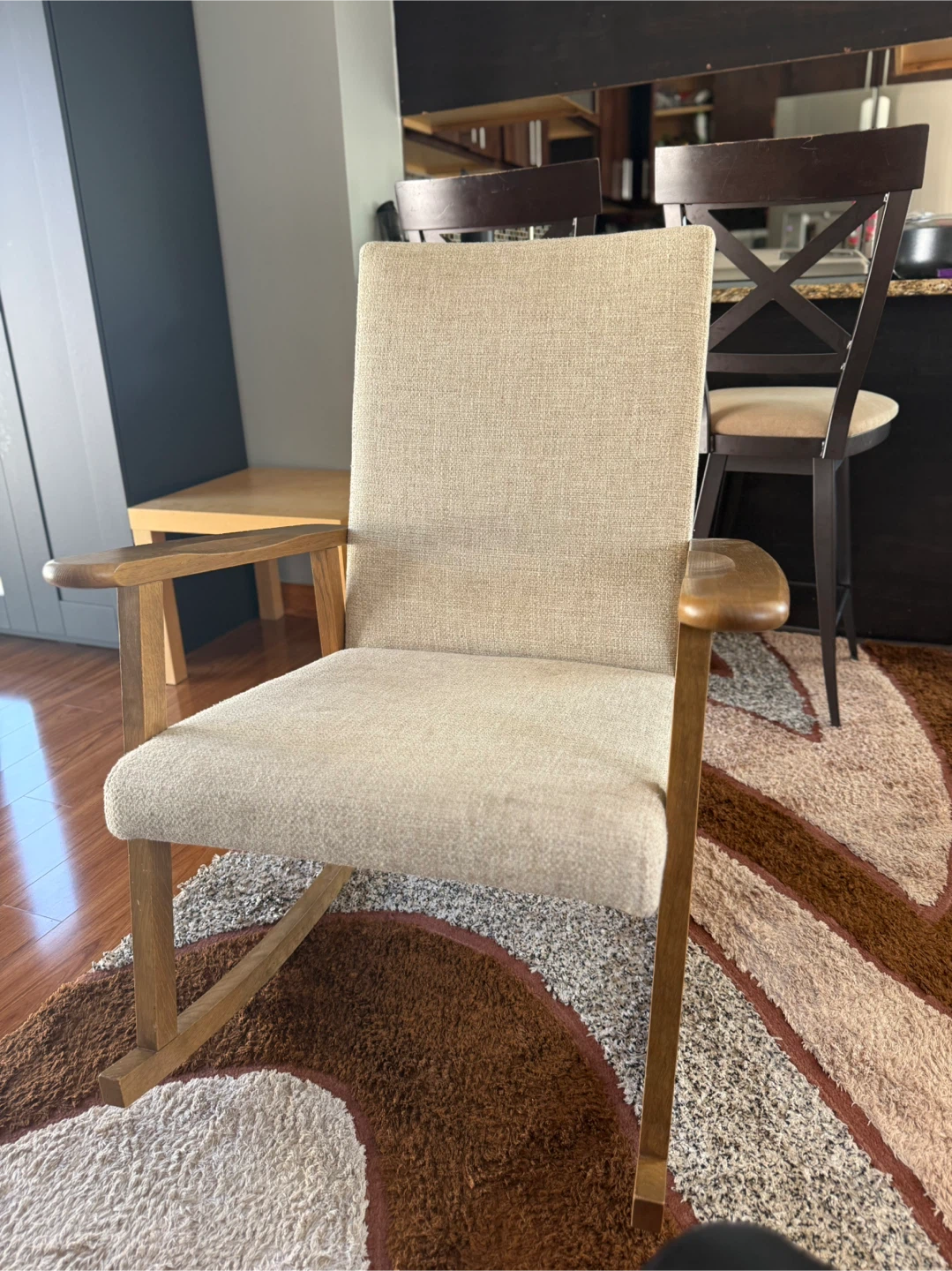 Rocking Chair with Light Beige Fabric