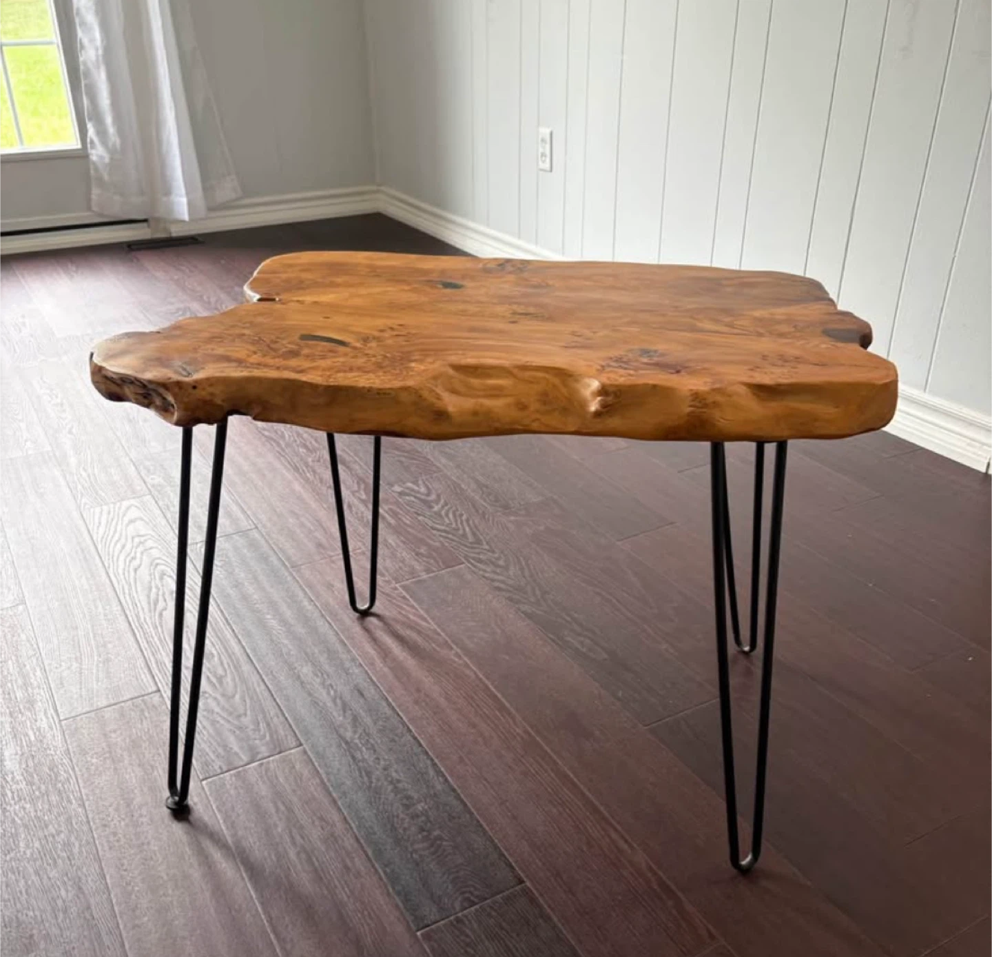 Live Edge Coffee Table with Hairpin Legs
