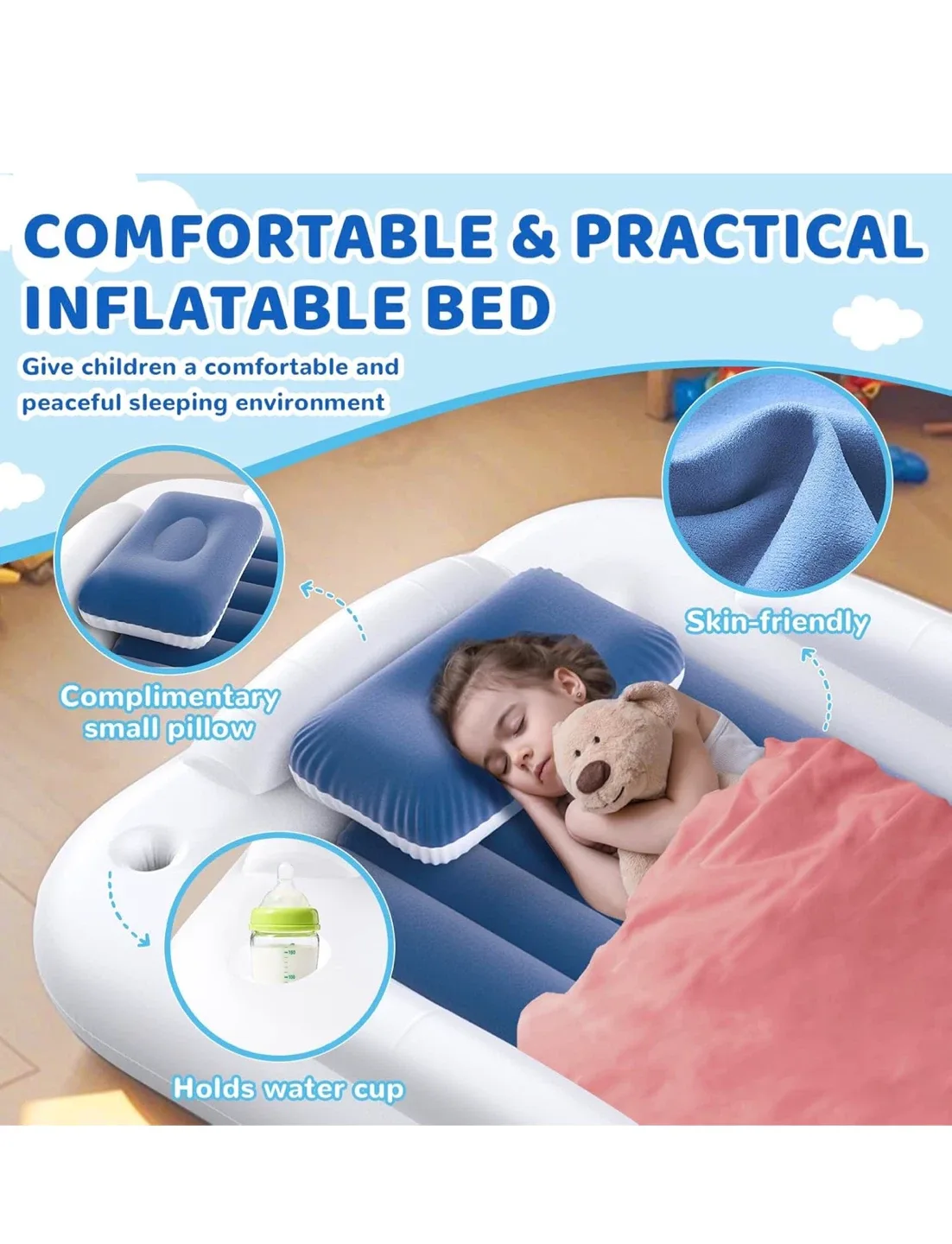 Deeteck Inflatable Toddler Travel Bed - Portable image indicator(5)