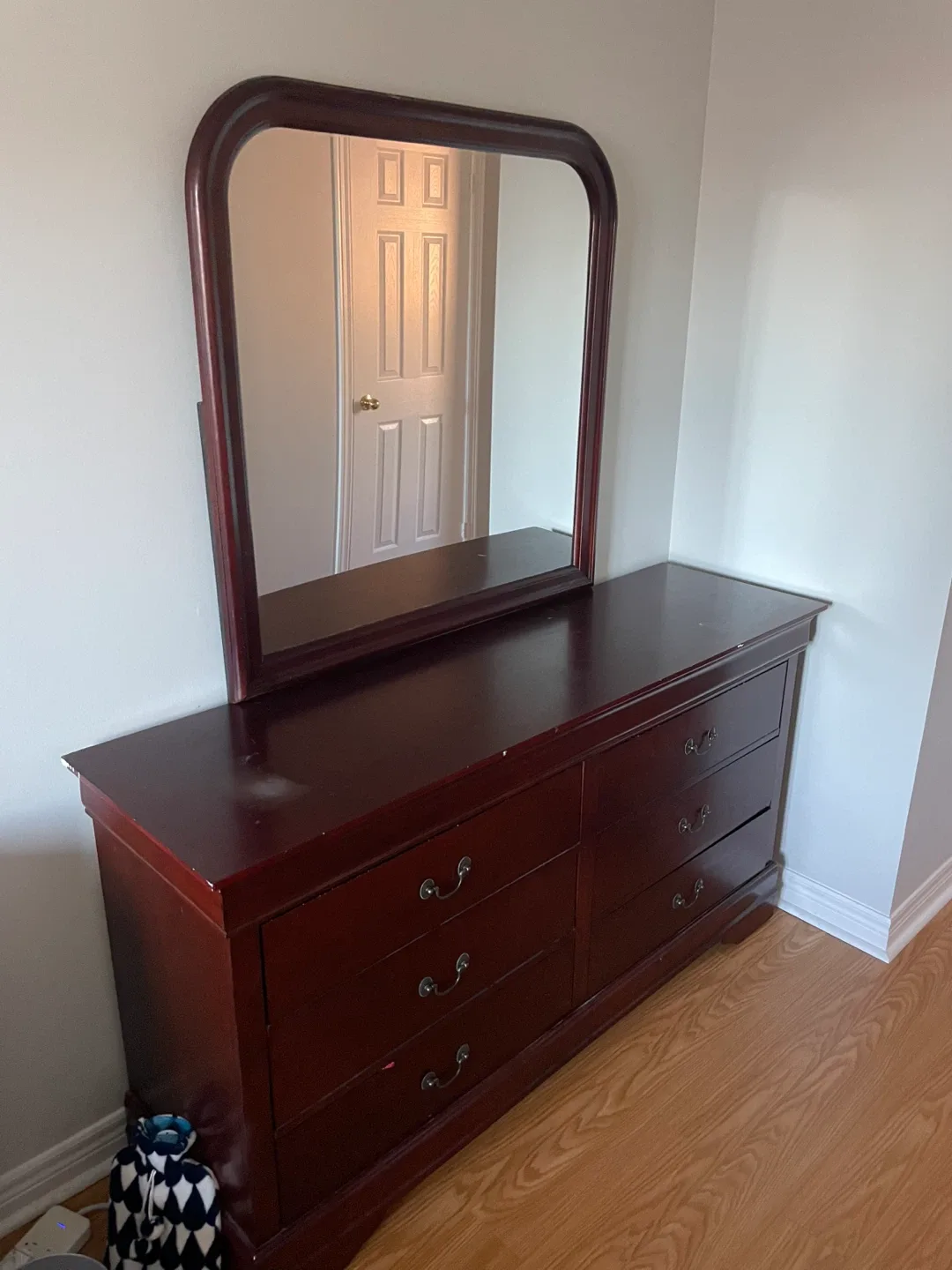 Queen Bedroom Set - Bed Frame, Dresser with Mirror image indicator(5)