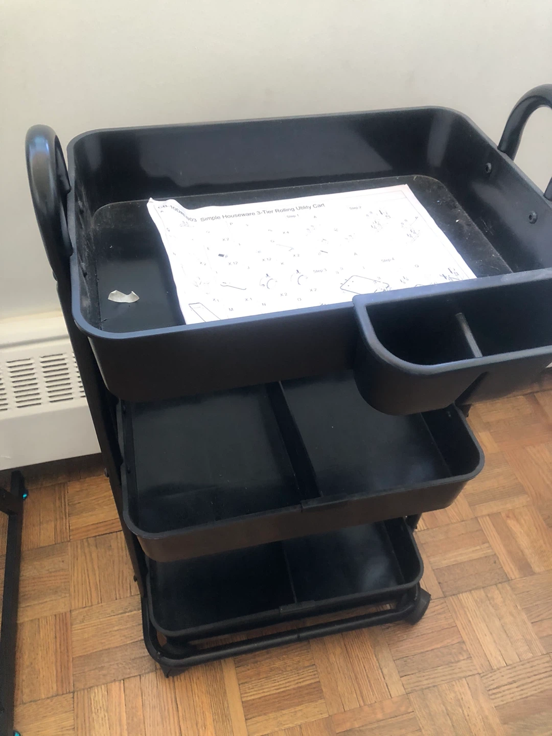 Black 3-Tier Rolling Utility Cart