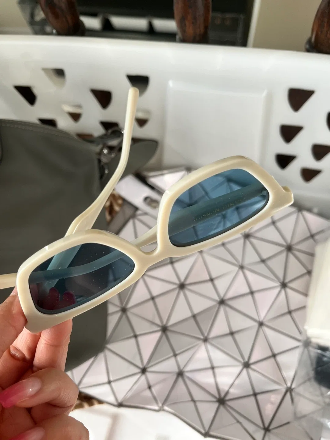 Hussein Bazaza Sunglasses - Cream Frame, Blue Lens image indicator(3)