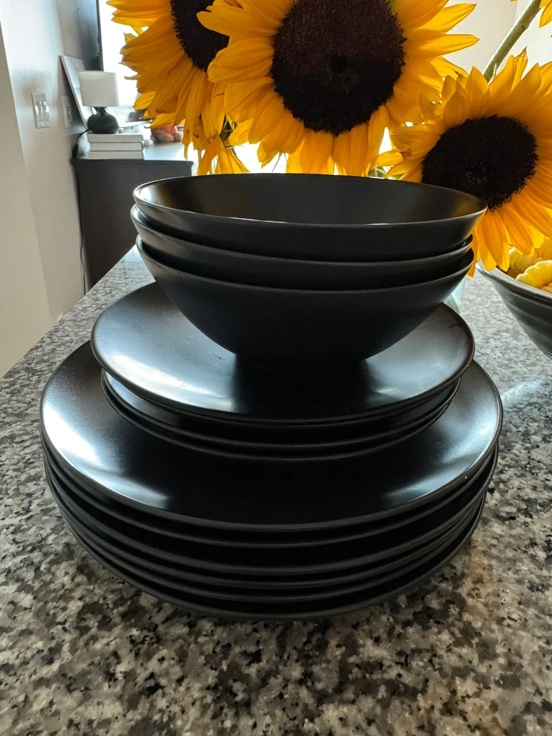 Black Dinnerware Set - Plates and Bowls thumbnail