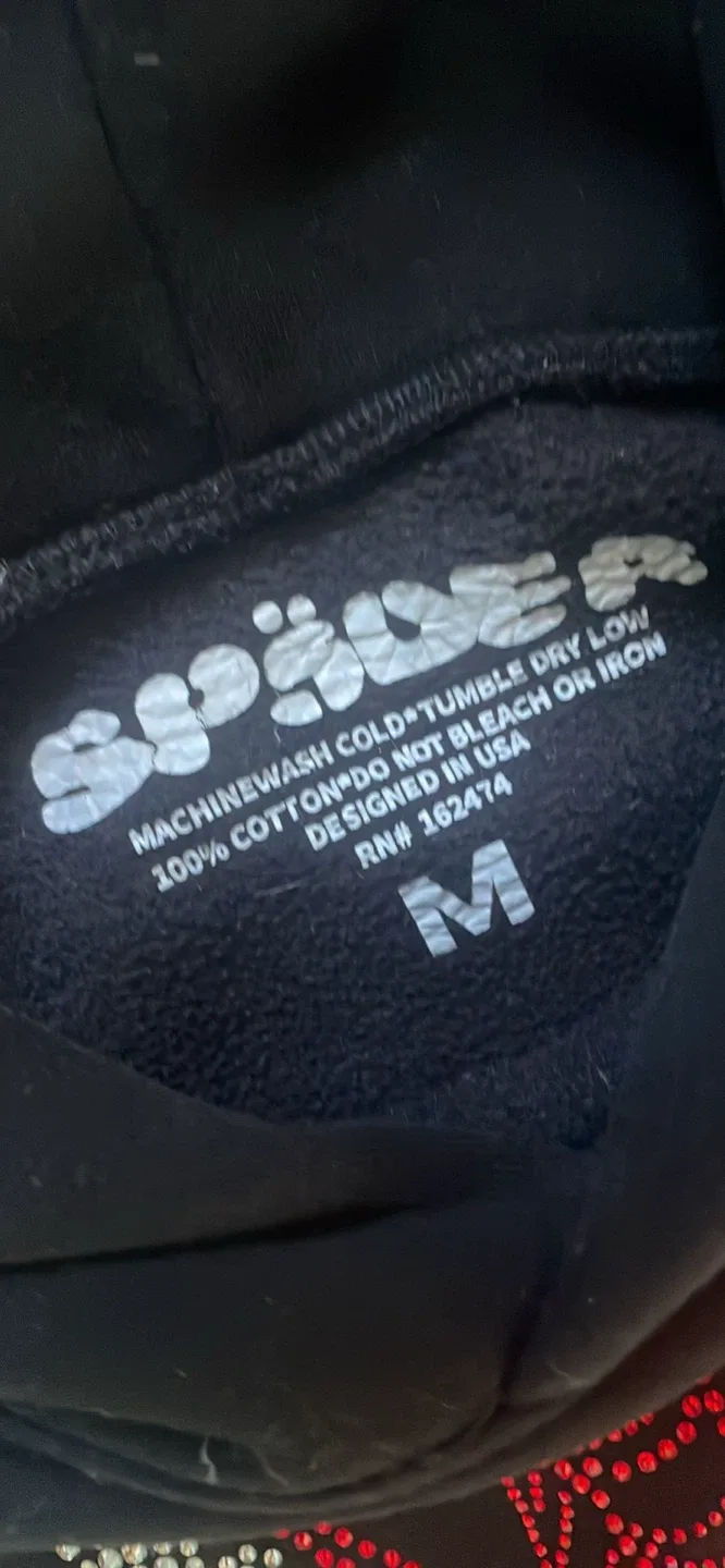 Black rhinestone sp5der hoodie image indicator(2)