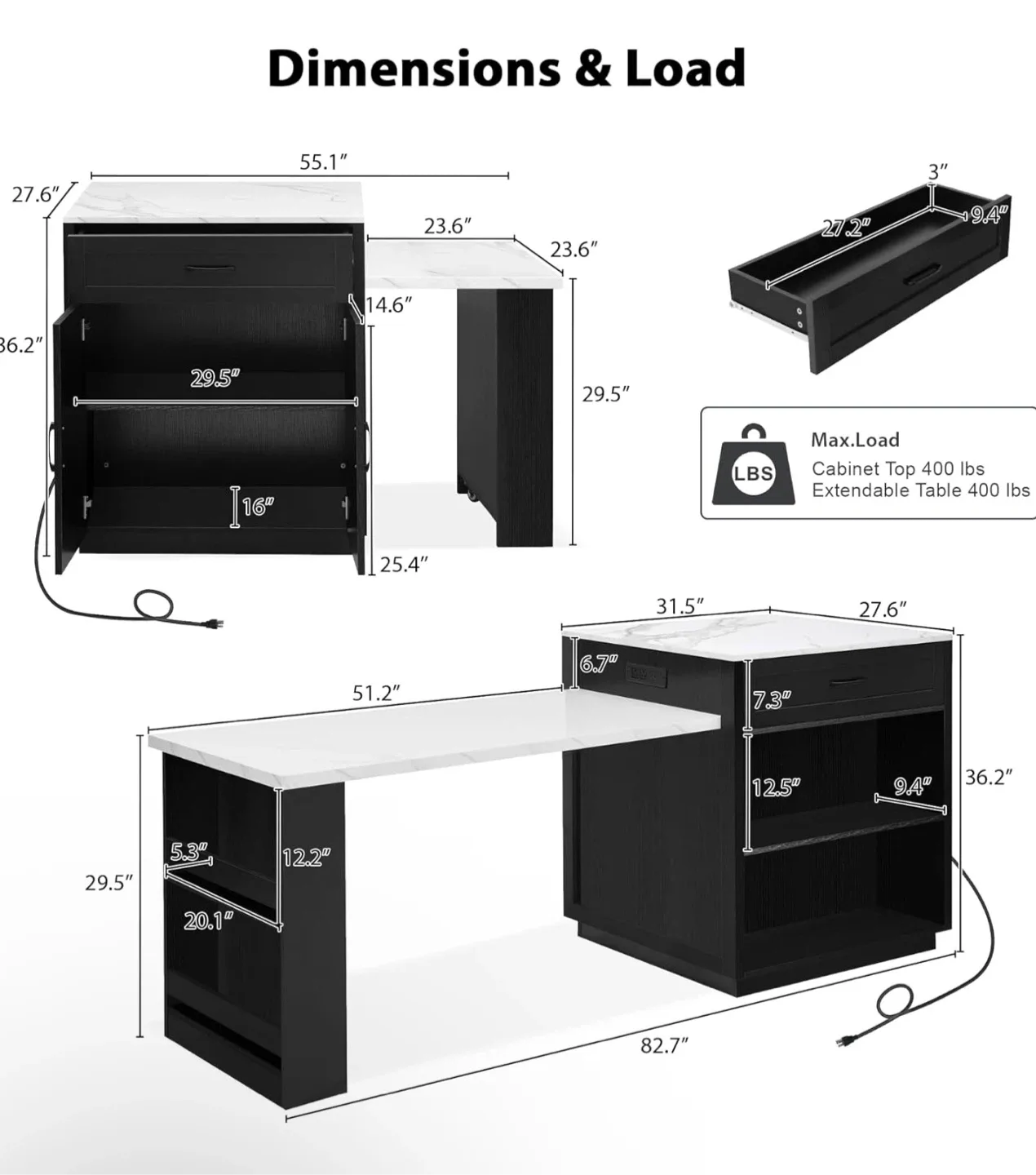 Brand New Extendable Kitchen Island - image indicator(5)