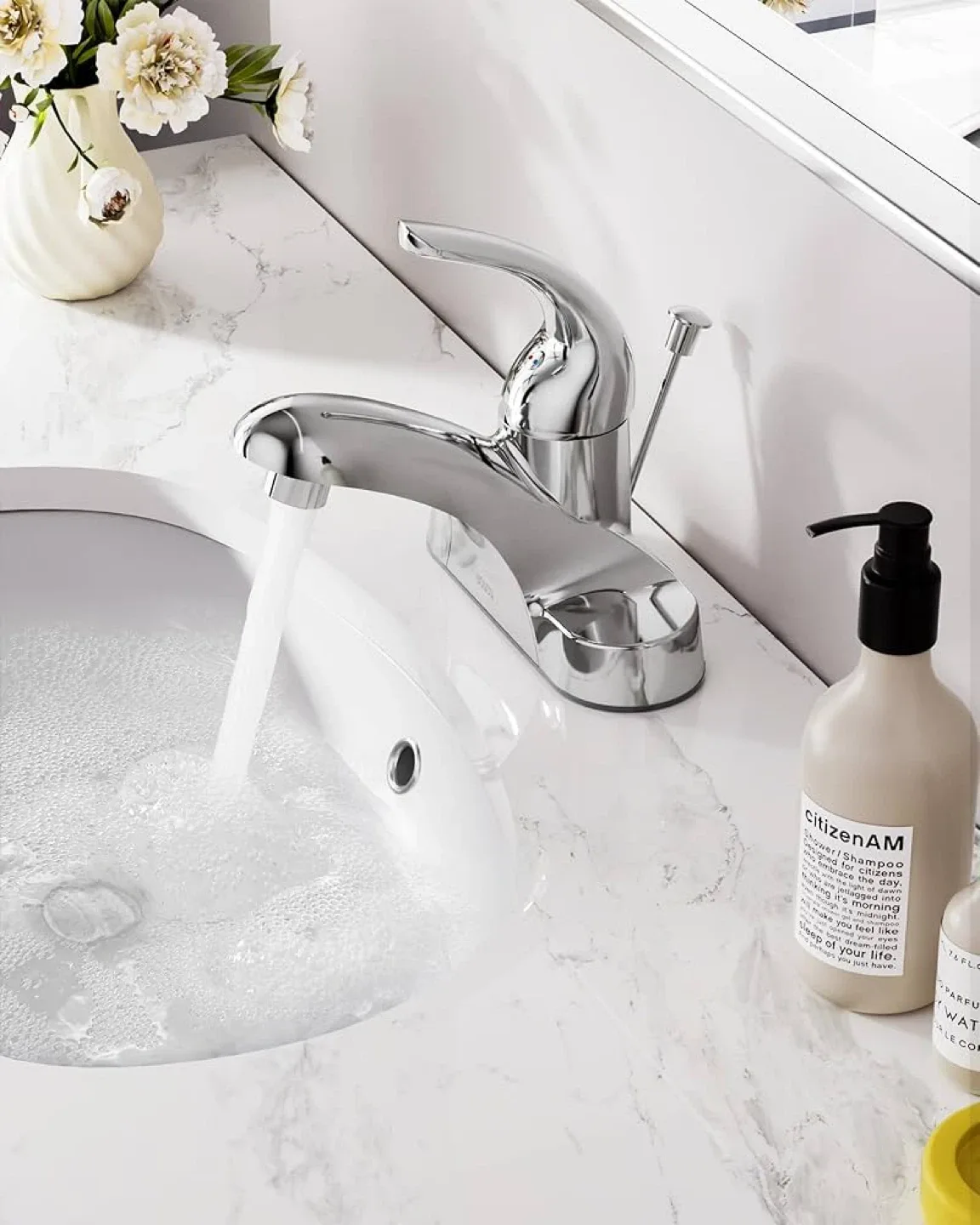 WOWOW Single Handle Bathroom Faucet - Chrome Finish image indicator(4)