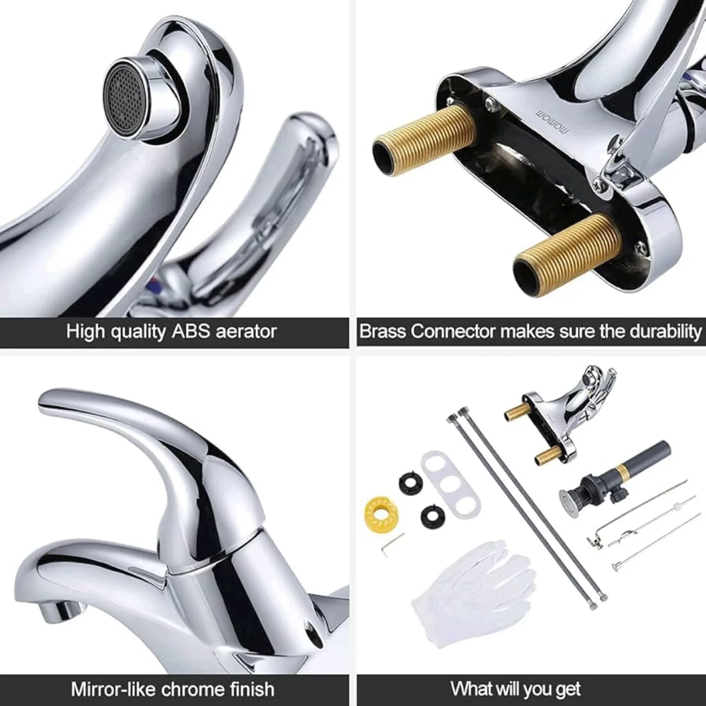 WOWOW Single Handle Bathroom Faucet - Chrome Finish image indicator(5)