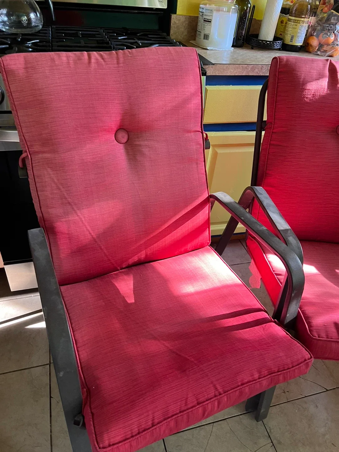 Set of 3 Red Outdoor Patio Chairs image indicator(4)