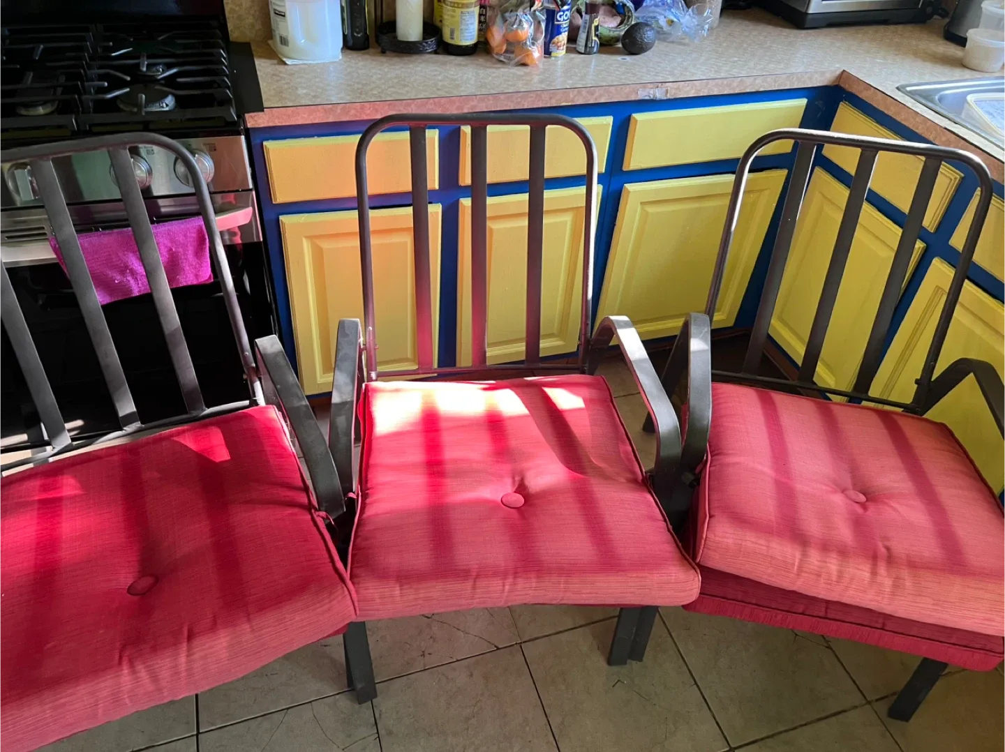 Set of 3 Red Outdoor Patio Chairs image indicator(5)