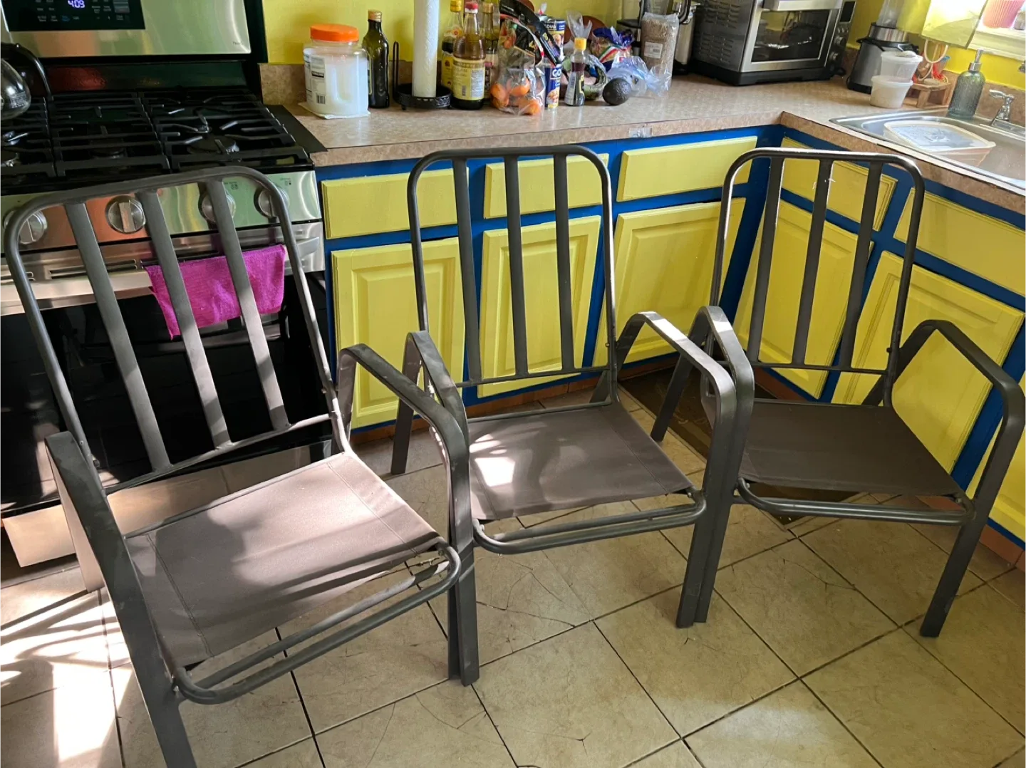 Set of 3 Red Outdoor Patio Chairs image indicator(8)