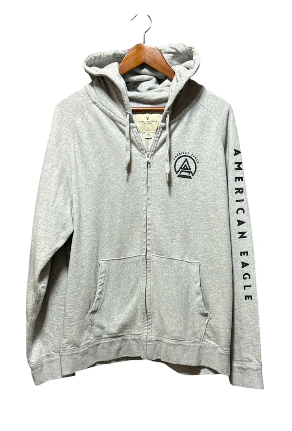 American Eagle Outfitters Grey Zip-Up Hoodie - Large