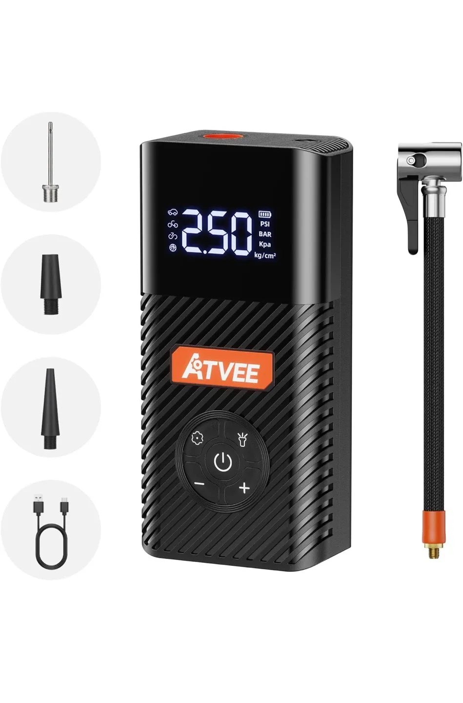 ATVEE Cordless Tire Inflator - Portable Air Compressor image indicator(2)