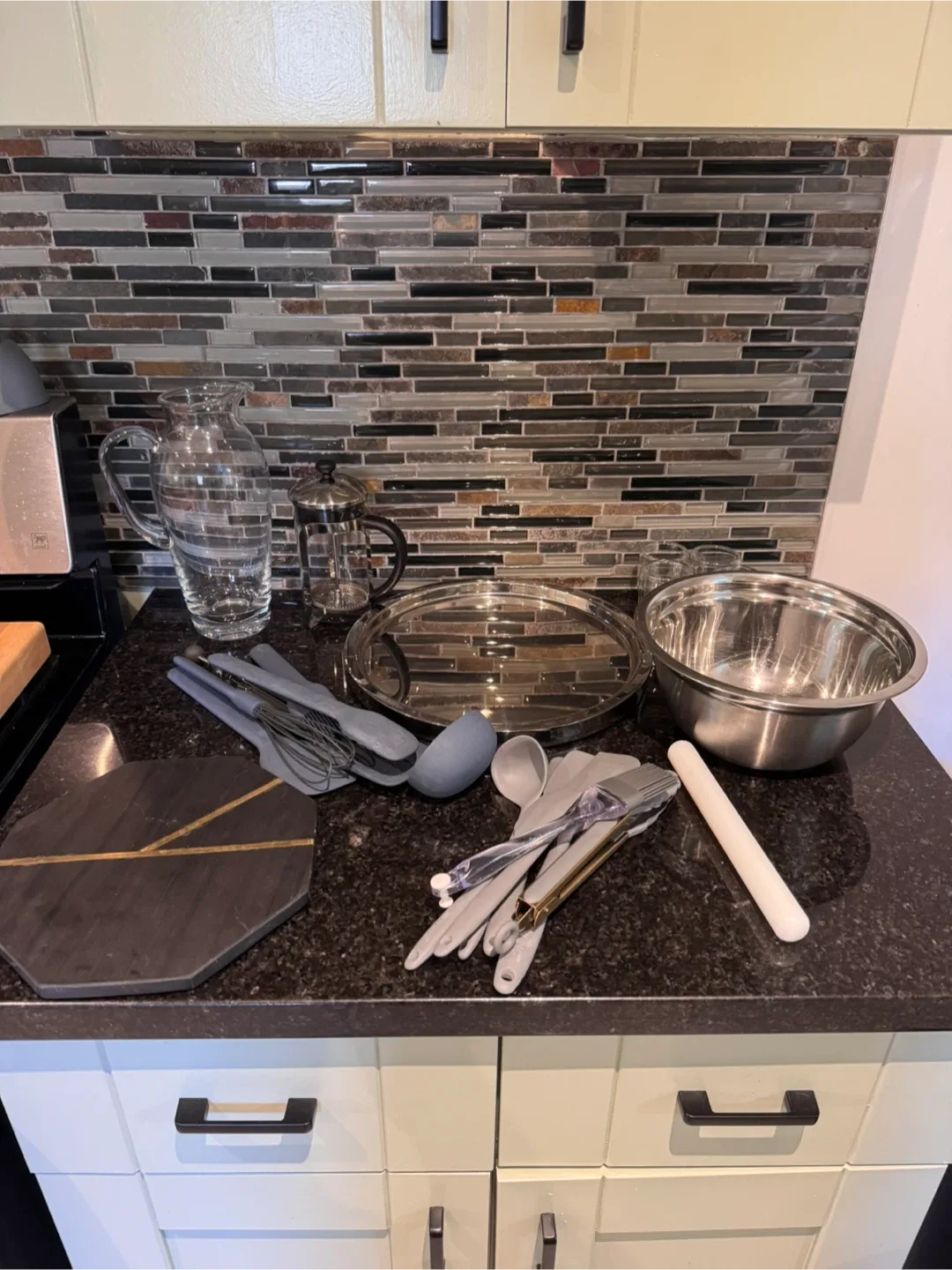 Kitchenware Lot: Pitcher, French Press, Utensils, Tray & More!