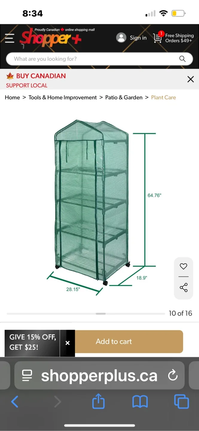 New Shopperplus Portable Greenhouse - 64.76" Height thumbnail