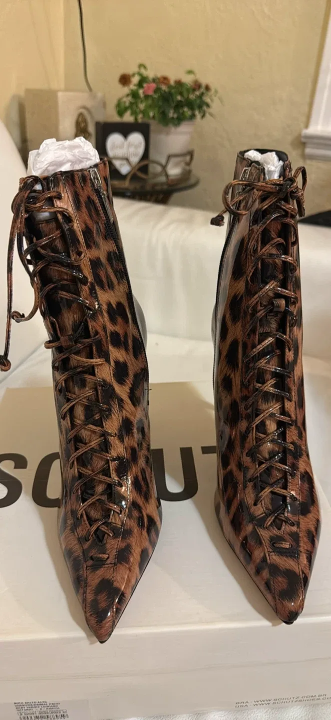 Schutz Lace-Up Pointed Toe Booties, Size 9.5 image indicator(2)