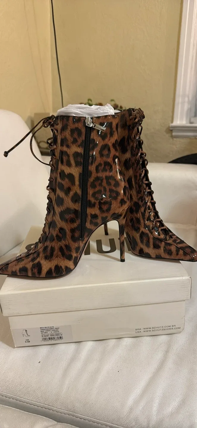 Schutz Lace-Up Pointed Toe Booties, Size 9.5 image indicator(3)