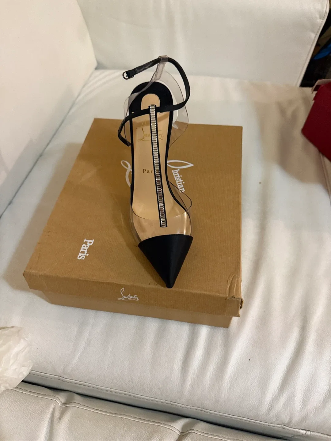 Christian Louboutin Black & Clear Heels image indicator(4)