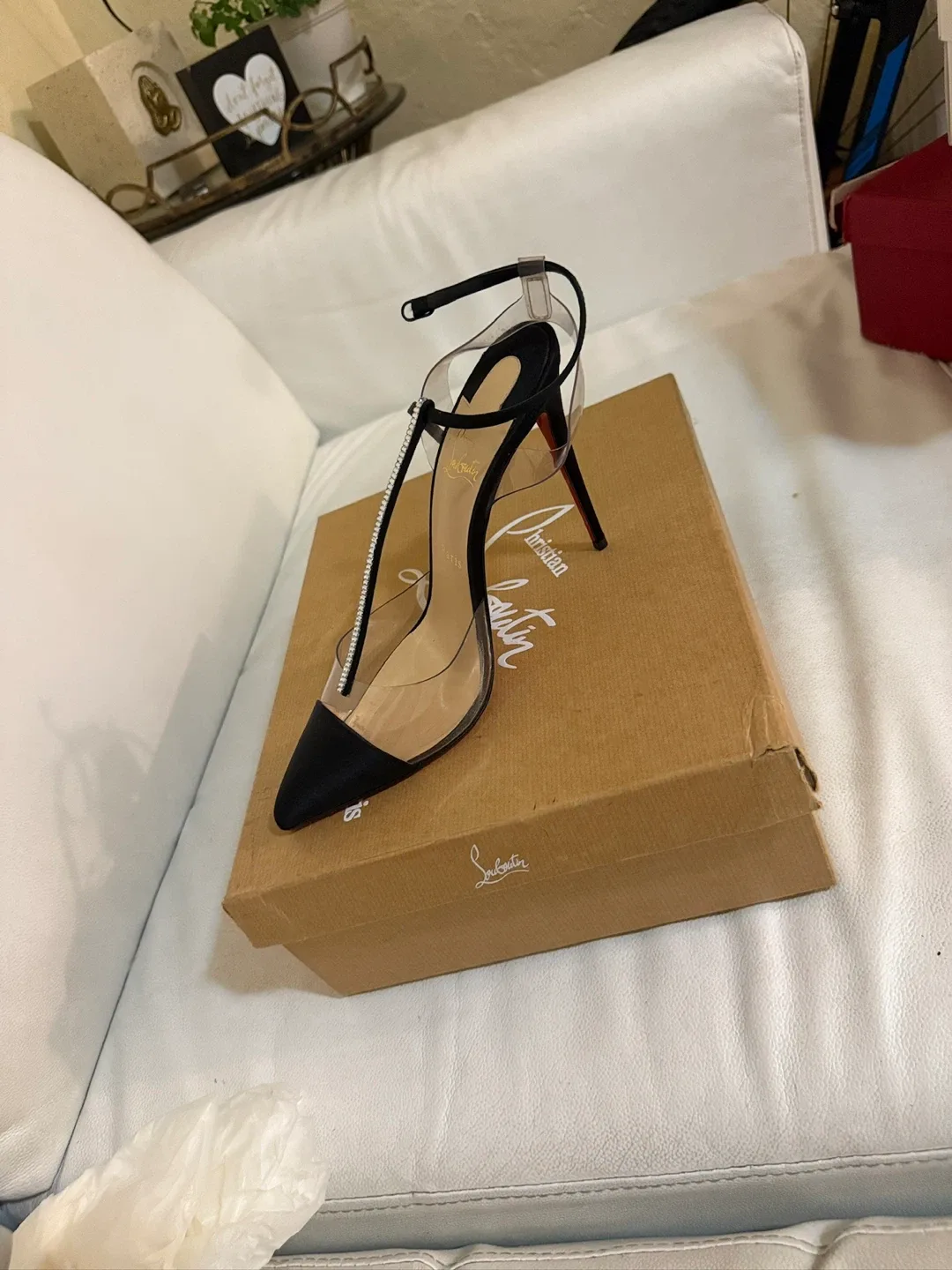 Christian Louboutin Black & Clear Heels image indicator(3)