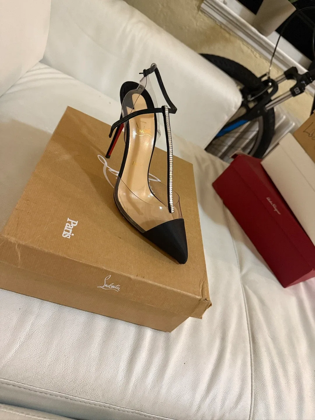 Christian Louboutin Black & Clear Heels image indicator(5)