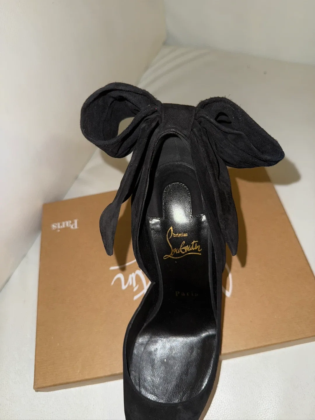 Christian Louboutin Black Suede Bow Heels image indicator(4)