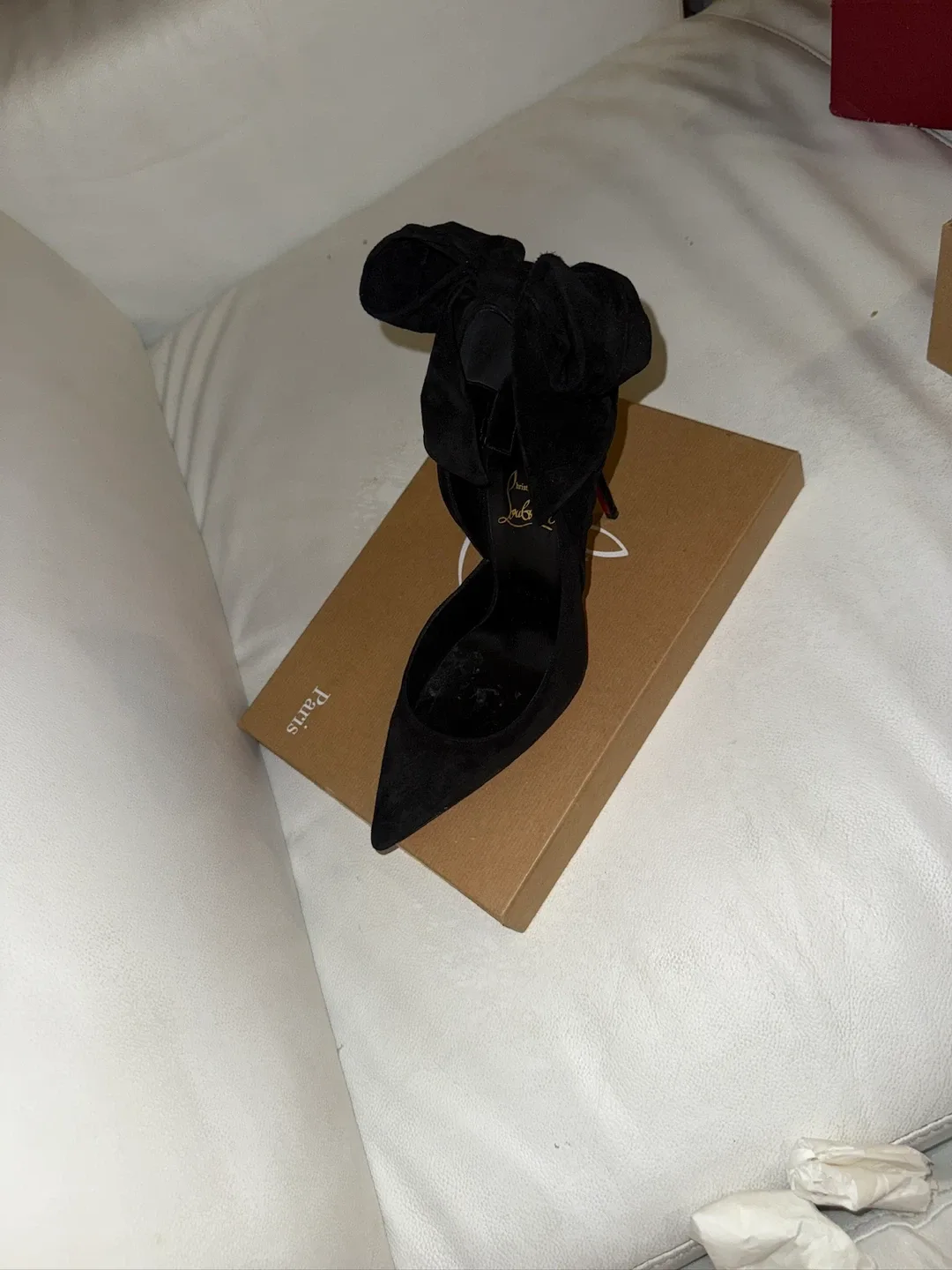 Christian Louboutin Black Suede Bow Heels image indicator(6)