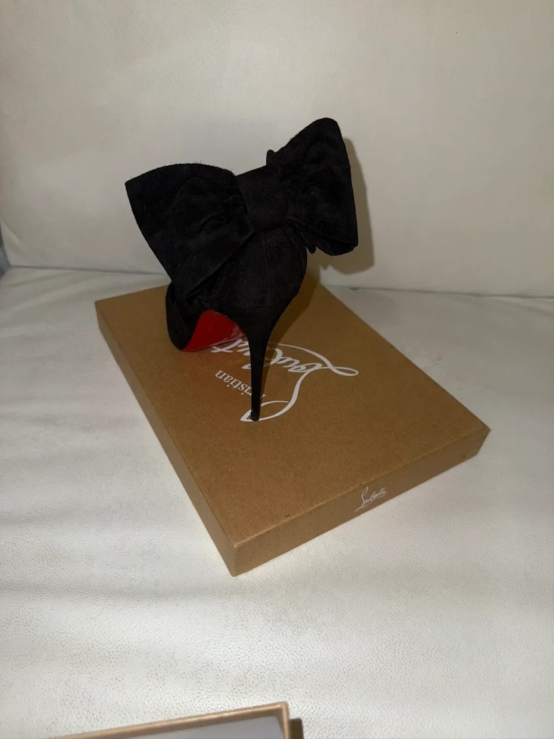 Christian Louboutin Black Suede Bow Heels image indicator(3)