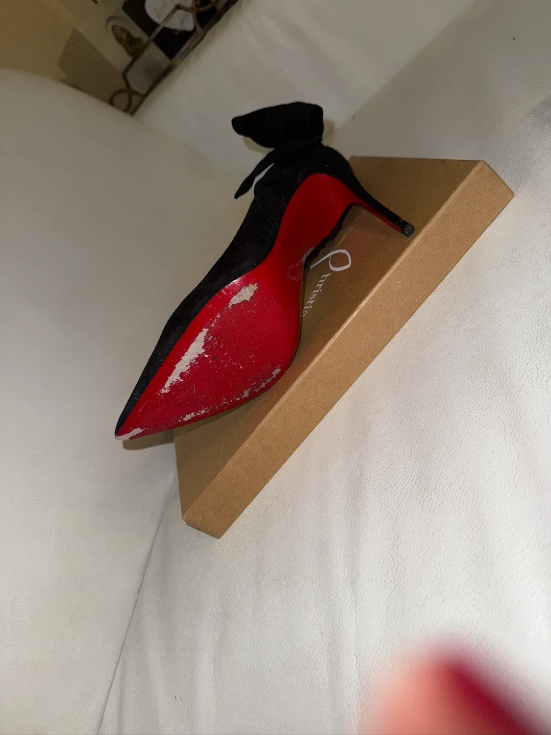 Christian Louboutin Black Suede Bow Heels image indicator(2)