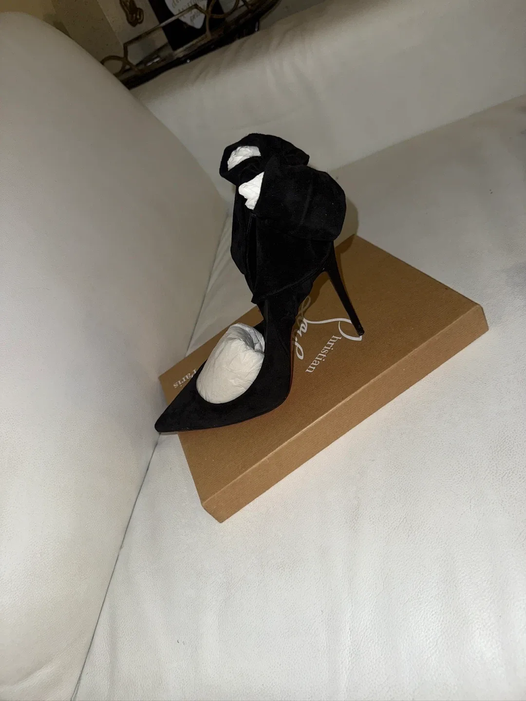 Christian Louboutin Black Suede Bow Heels image indicator(7)