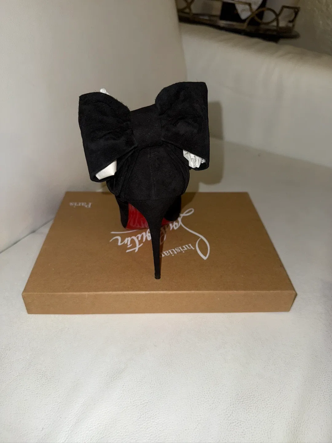 Christian Louboutin Black Suede Bow Heels image indicator(8)