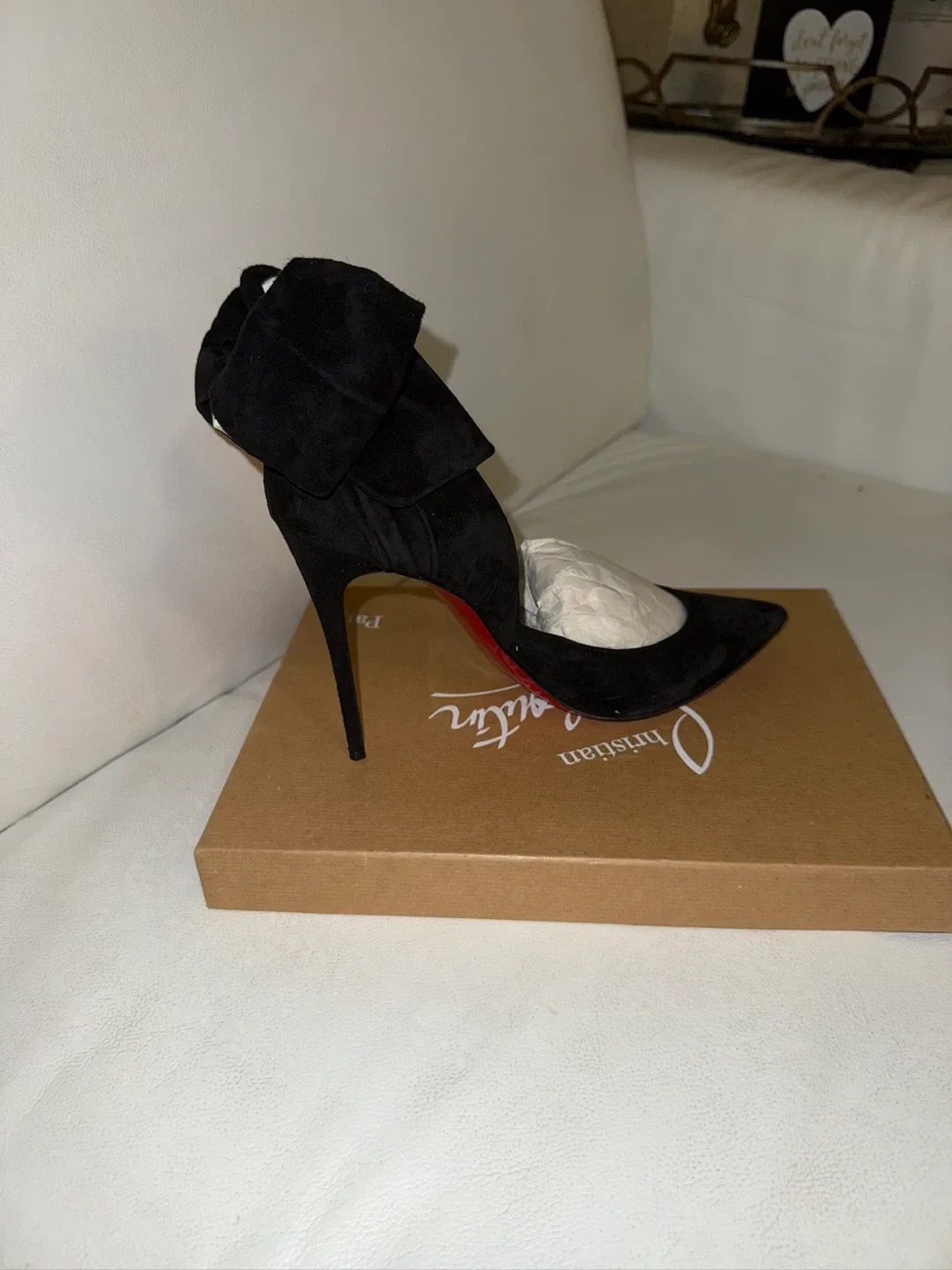 Christian Louboutin Black Suede Bow Heels image indicator(9)