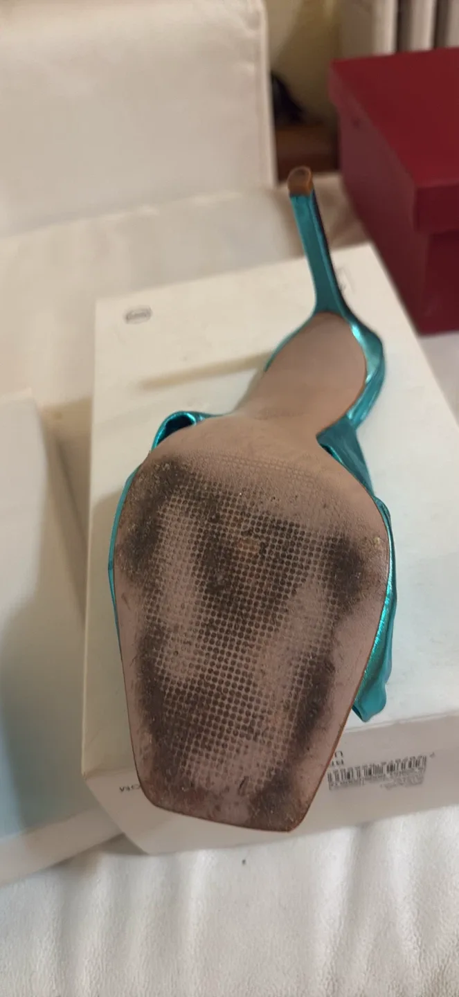 Schutz Metallic Blue Knot Heeled Sandals image indicator(3)