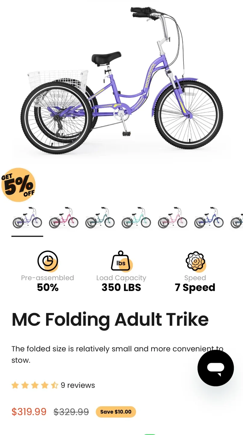 Moon Cool MC Folding Adult Trike - Purple image indicator(5)