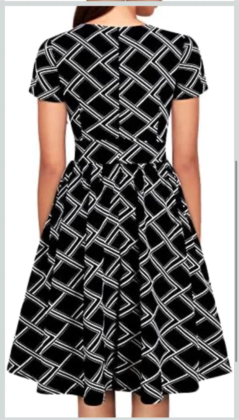 NEW! YATHON Black & White Flared Swing A-Line Dress - photo 2