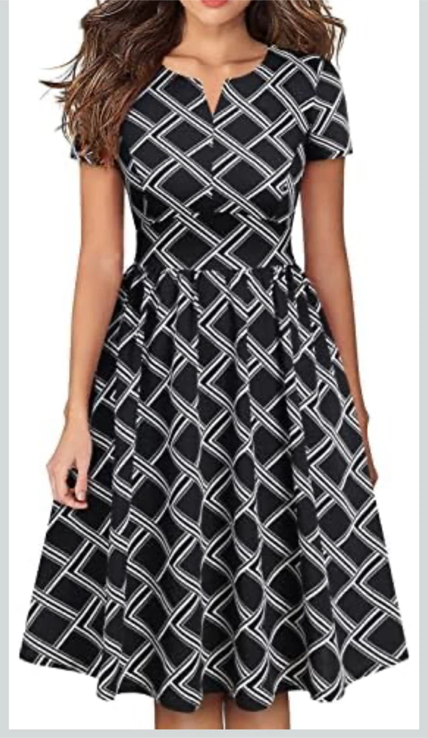 NEW! YATHON Black & White Flared Swing A-Line Dress