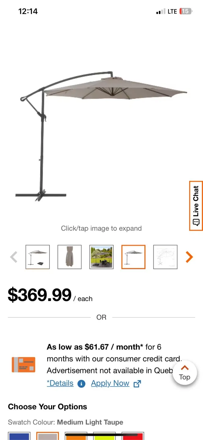 Cantilever Patio Umbrella - Black image indicator(4)