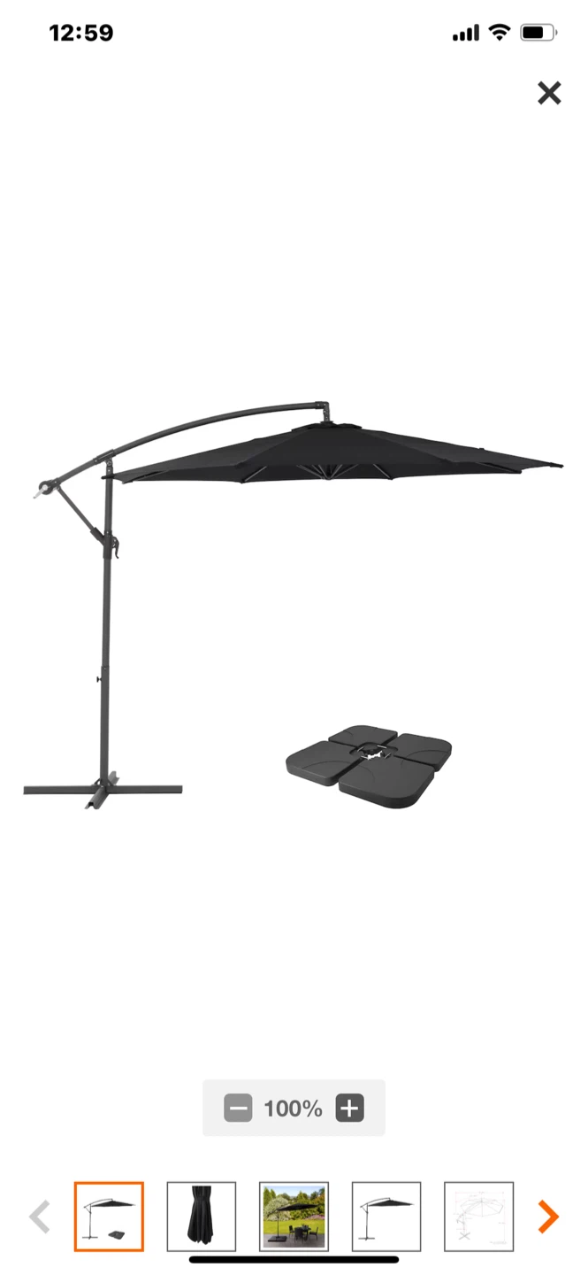 Cantilever Patio Umbrella - Black - photo 5