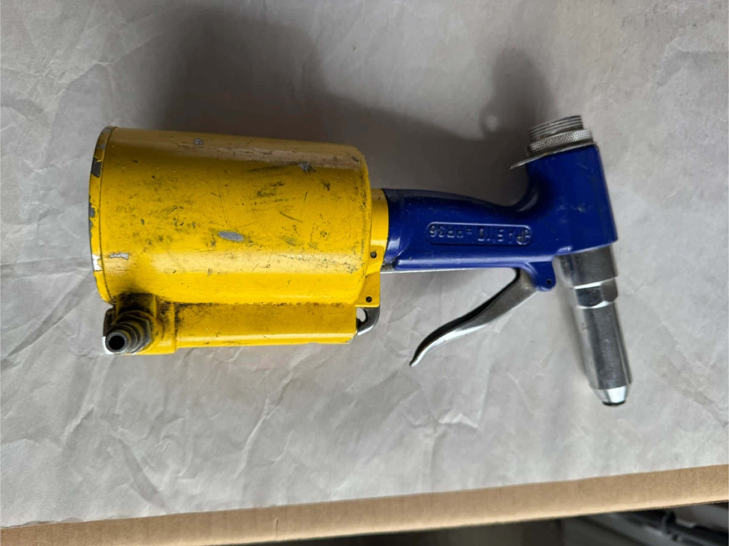 Used Pneumatic Rivet Gun - Yellow & Blue