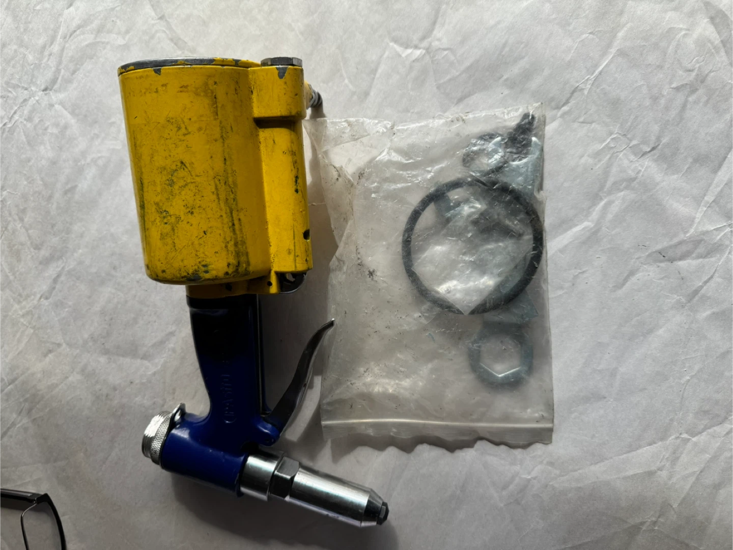 Used Pneumatic Rivet Gun - Yellow & Blue - photo 4