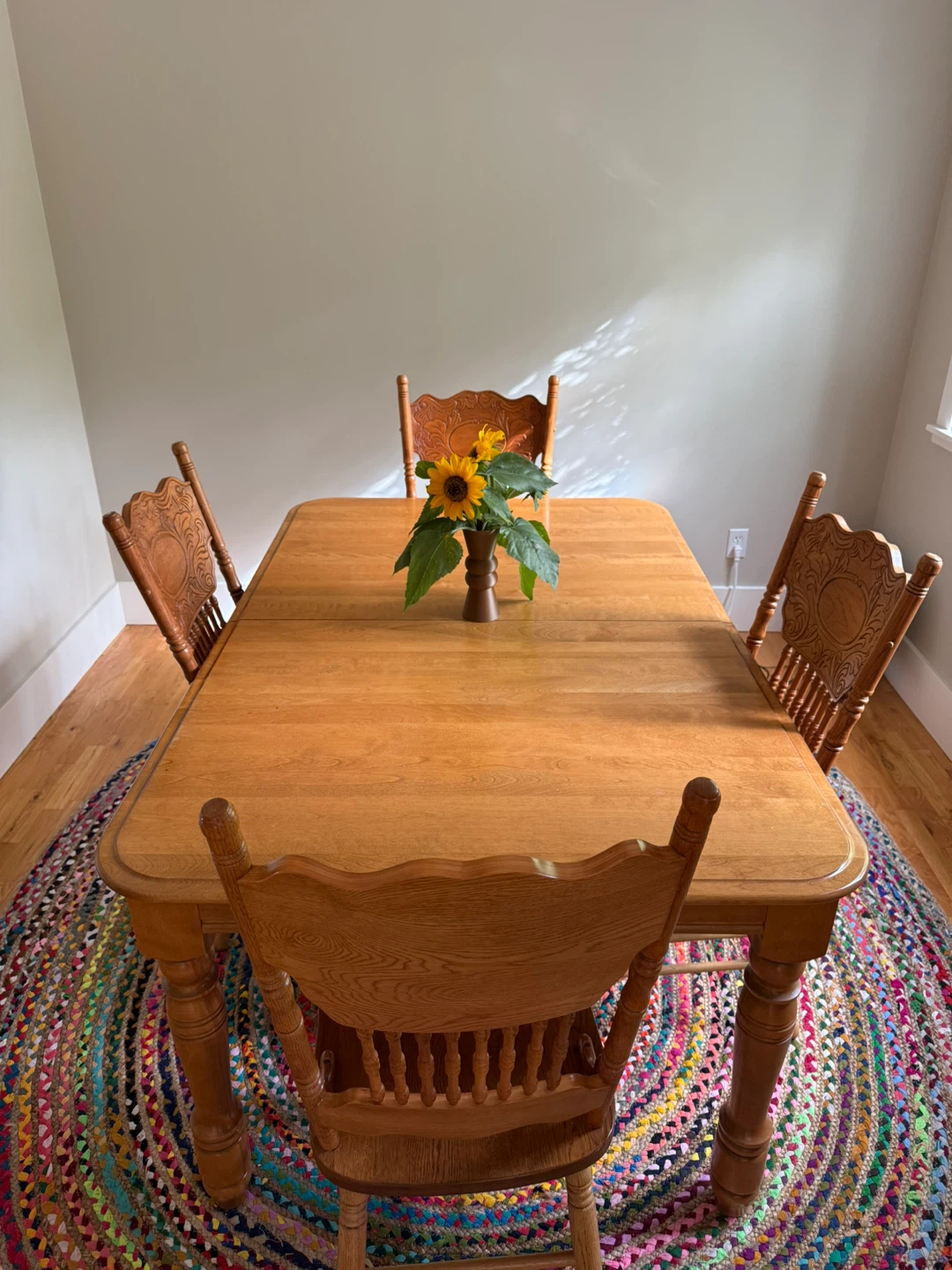 Wooden Dining Table with Four Chairs