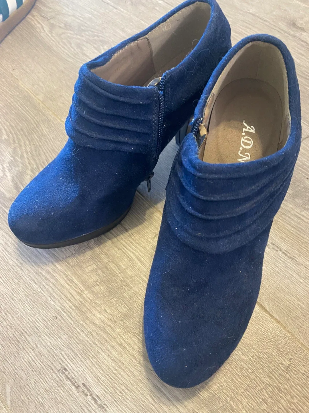A.D.N. Blue Suede Ankle Boots thumbnail