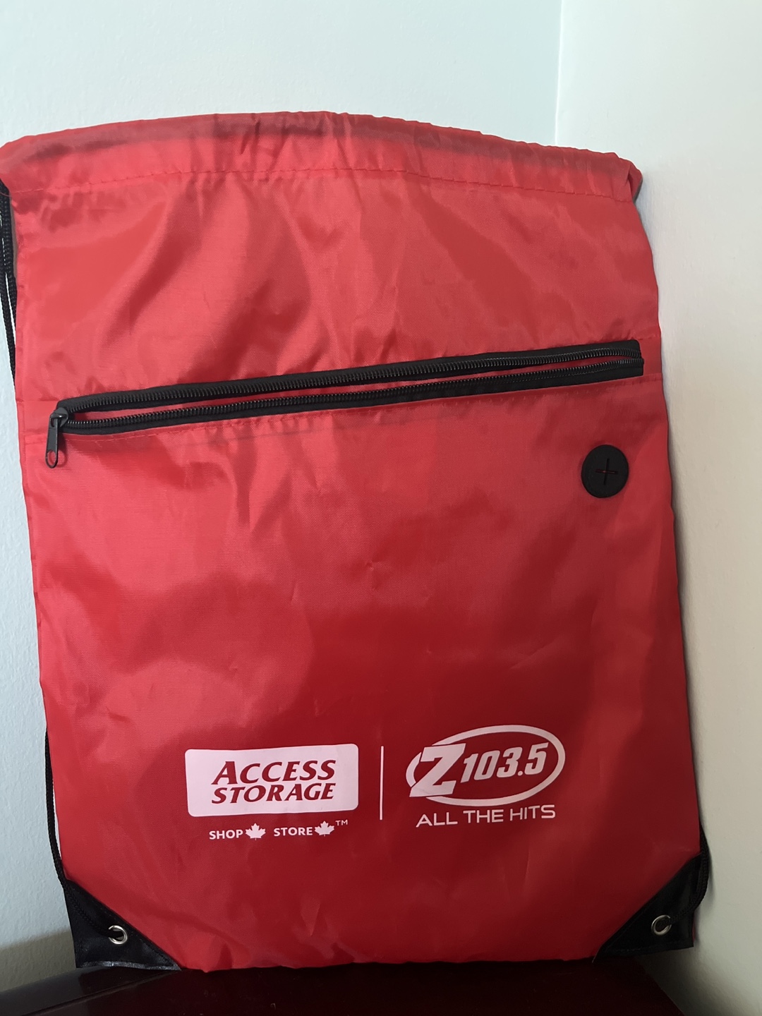 Red Drawstring Bag - Access Storage & Z103.5