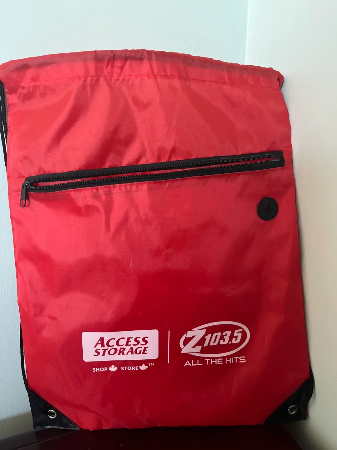 Red Drawstring Bag - Access Storage & Z103.5 thumbnail