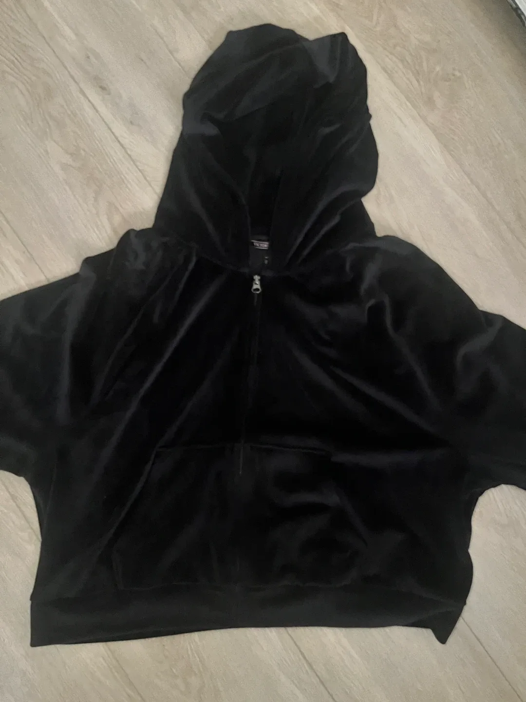 Victoria's Secret Black Velour Hoodie - Size L thumbnail