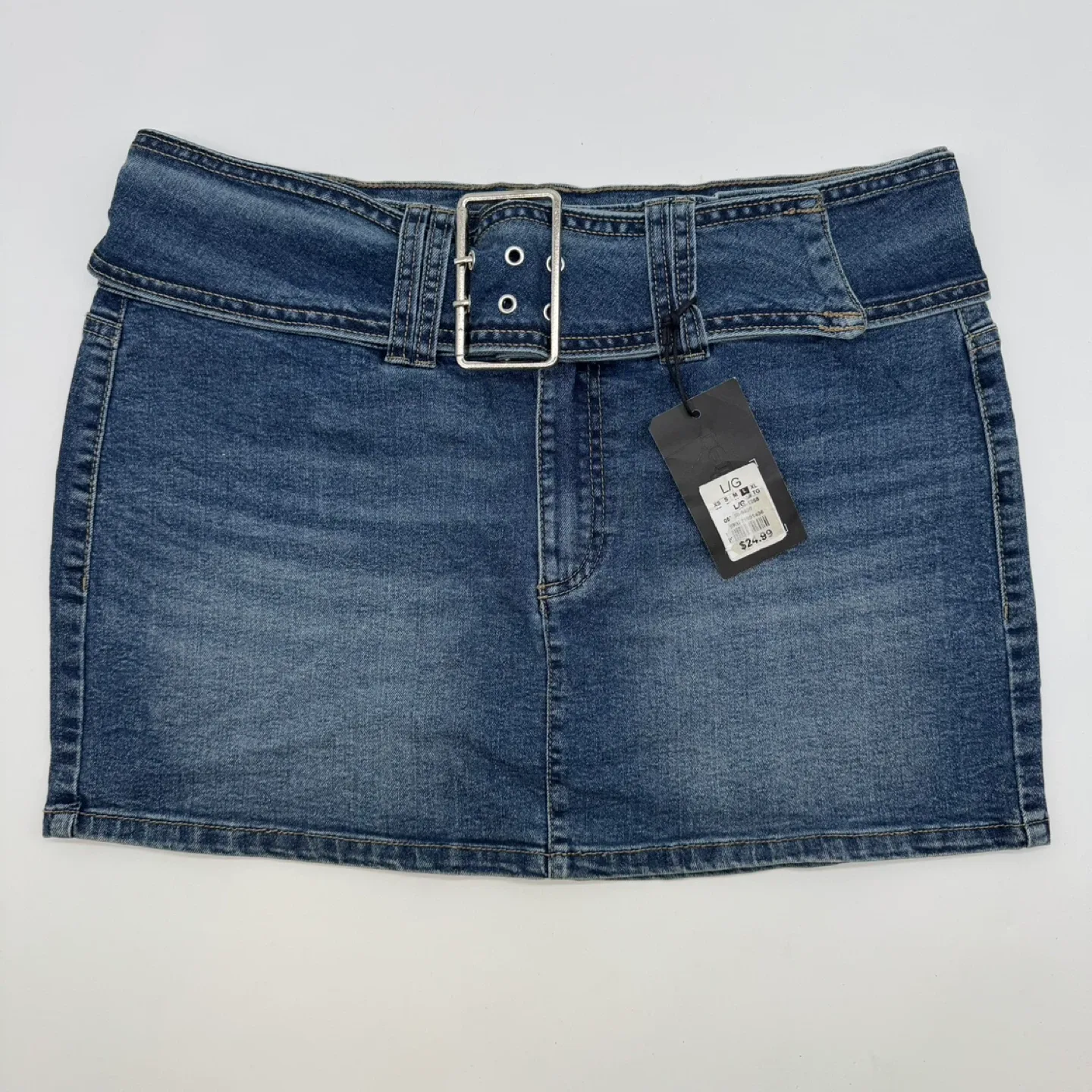 Refuge Denim Women's Mini Skirt with BeltBlue Size L New thumbnail